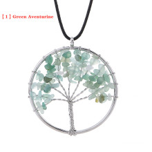 Various Crystal Tree of Life  Leather Rope Style Pendant Necklace for Women Healing Reiki Jewelry